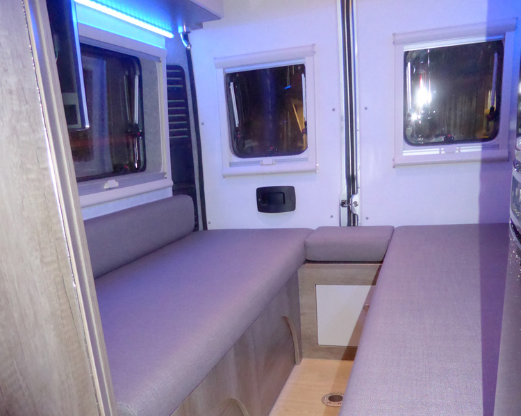 Camper van seating/bed area.